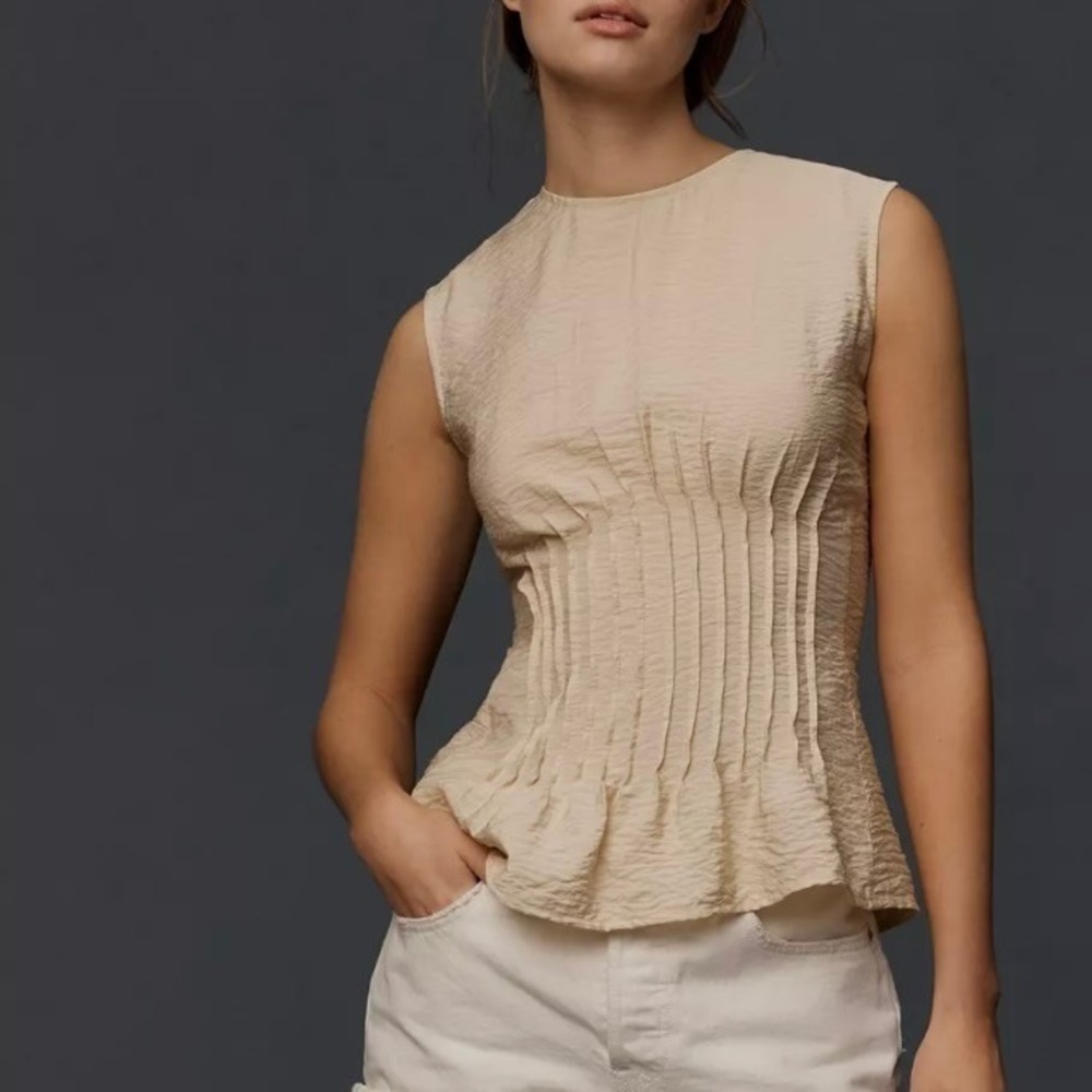 Elegant Cream Sleeveless Blouse